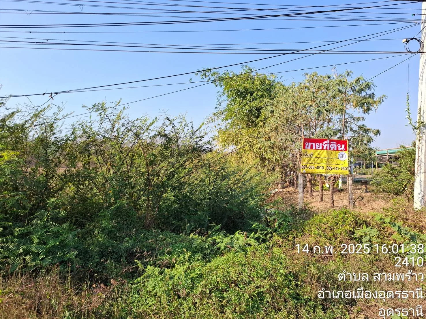 ขายที่ดินติดถนน 24 - 1- 35 ไร่ ใกล้ปั๊ม PT สามพร้าว จ.อุดรธานี ZP164