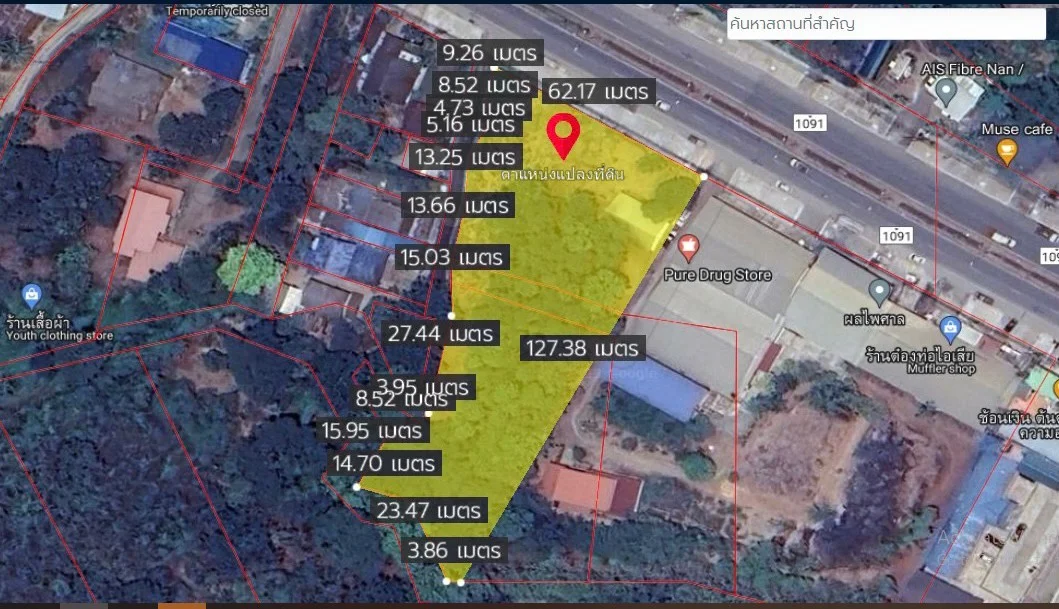ขายที่ดิน 3 ไร่ ติดถนนสี่เลน ใกล้ Big C น่าน ทำเลดีมากๆ ทำเลนี้หาไม่ได้อีกแล้ว พื้นดินแน่น ถมสูง ล้อมรั้วไว้อย่างดี - image 8