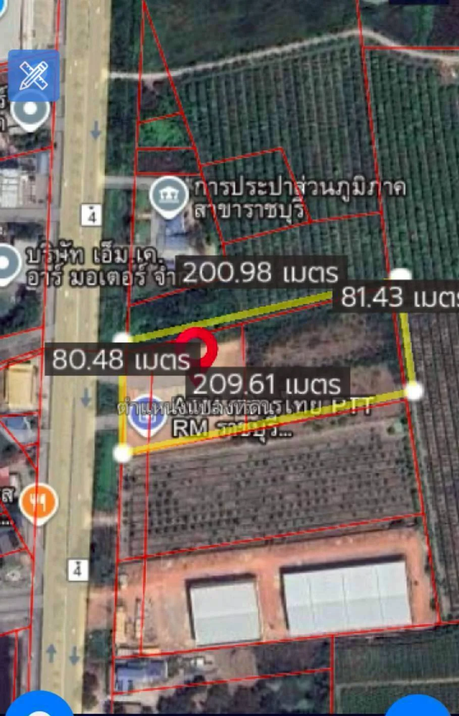 ขาย/เช่า ที่ดินสวยติดถนนเพชรเกษม 9-3-22 ไร่ ท่าราบ เมืองราชบุรี ใกล้ ปตท.โรงไฟฟ้าราชบุรี - image 7