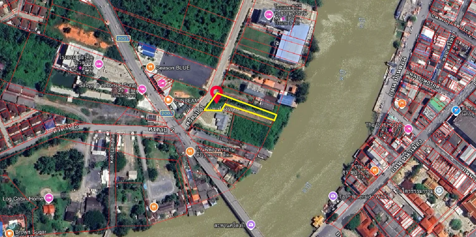 ให้เช่าที่ดิน  320 ตารางวา  หน้าติดถนนหลัก หลังติดแม่น้ำ ใกล้โรงแรมCBD2   เกาะลำพู  เมืองสุราษฎร์ธานี - image 4